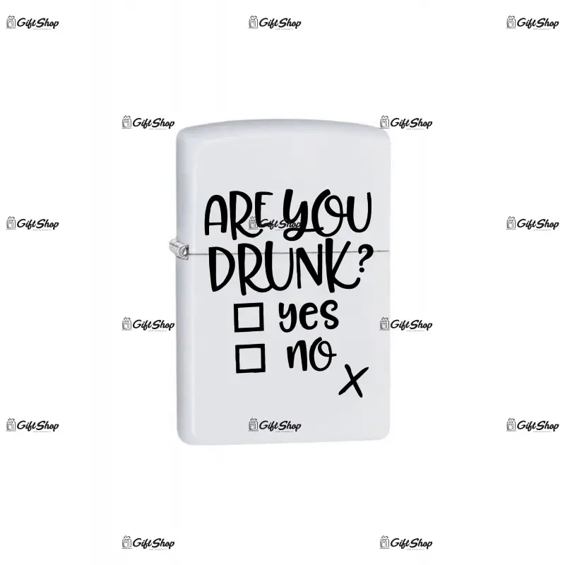 Are you drunk? yes or no, bricheta metalica gravata laser cu mesaj